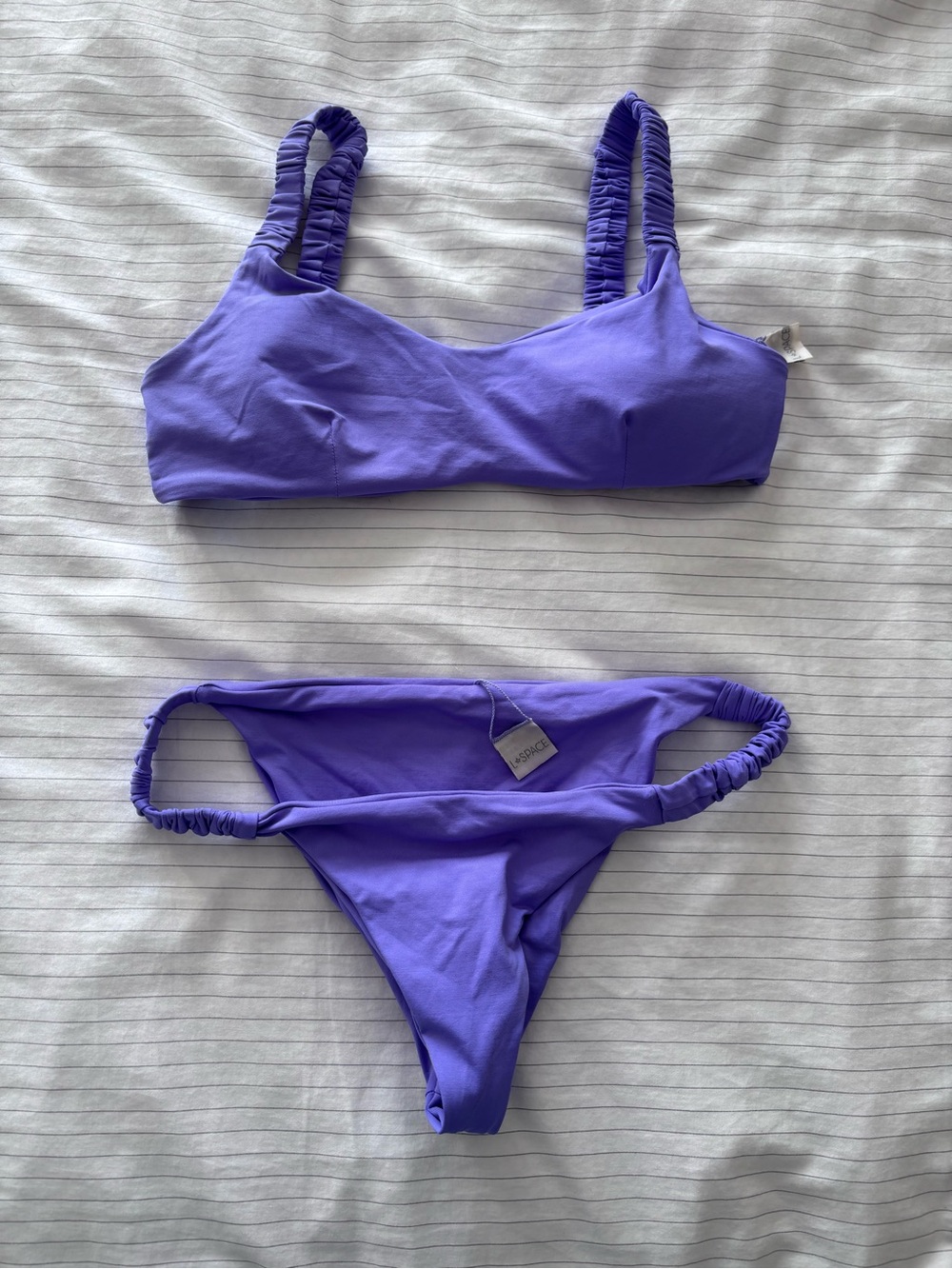 NWOT L*Space Purple Ruched Strap Bikini Set